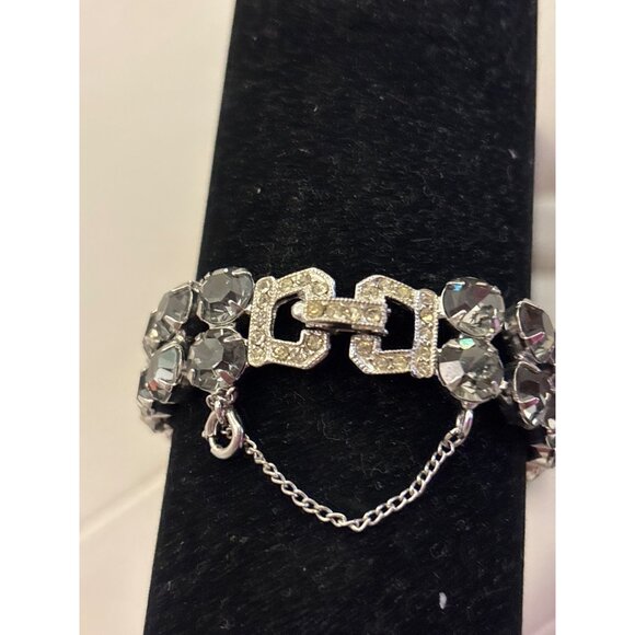 Vintage Weiss Rhinestone Bracelet With Double Row & Clasp Detail Marked sparkles - Picture 7 of 16